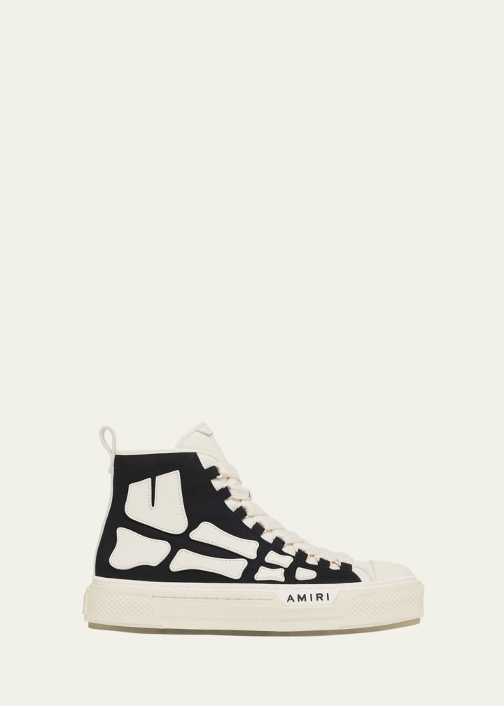 Men's Skel Court Canvas and Leather High-Top Sneakers