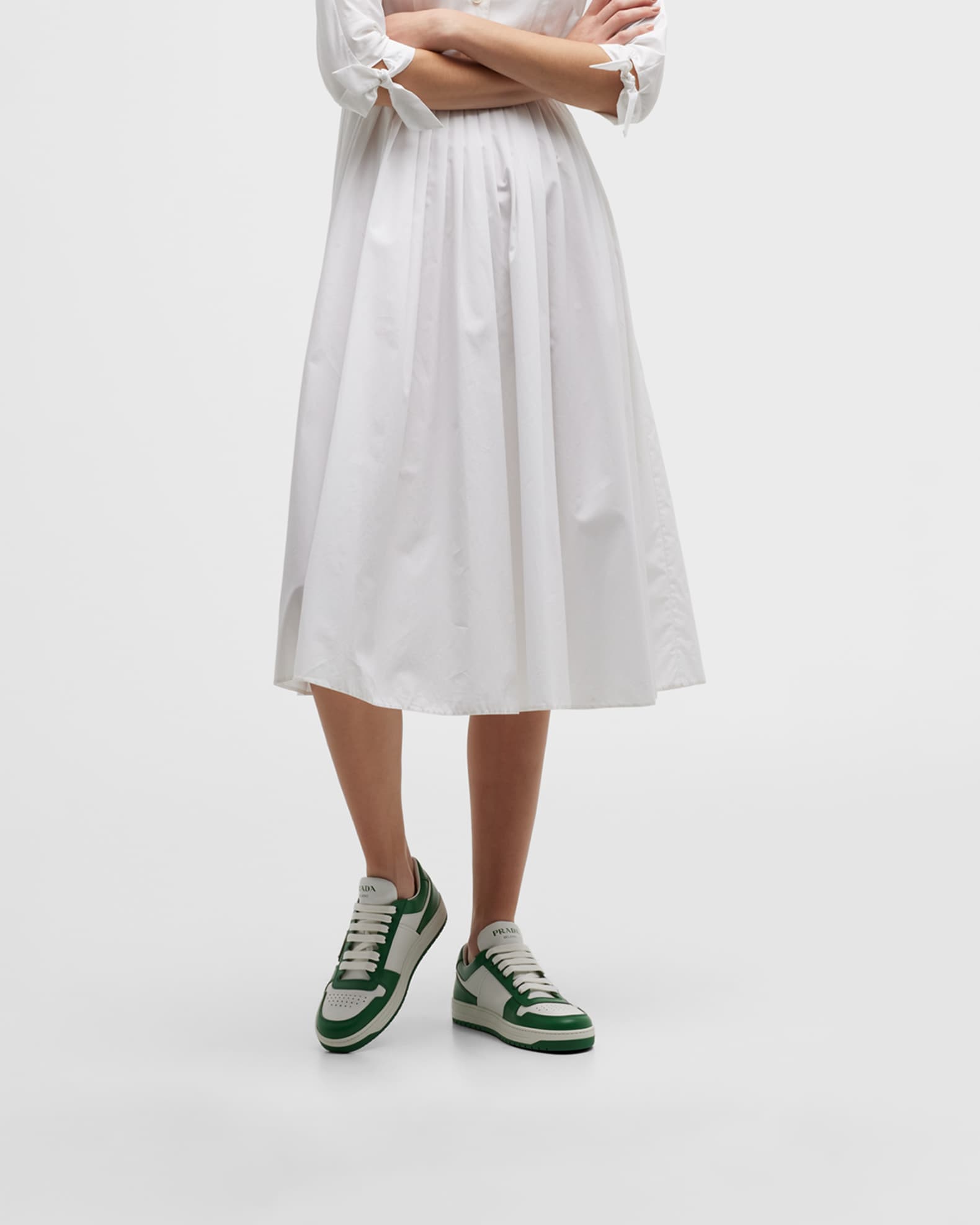 Bicolor Leather Low-Top Court Sneakers