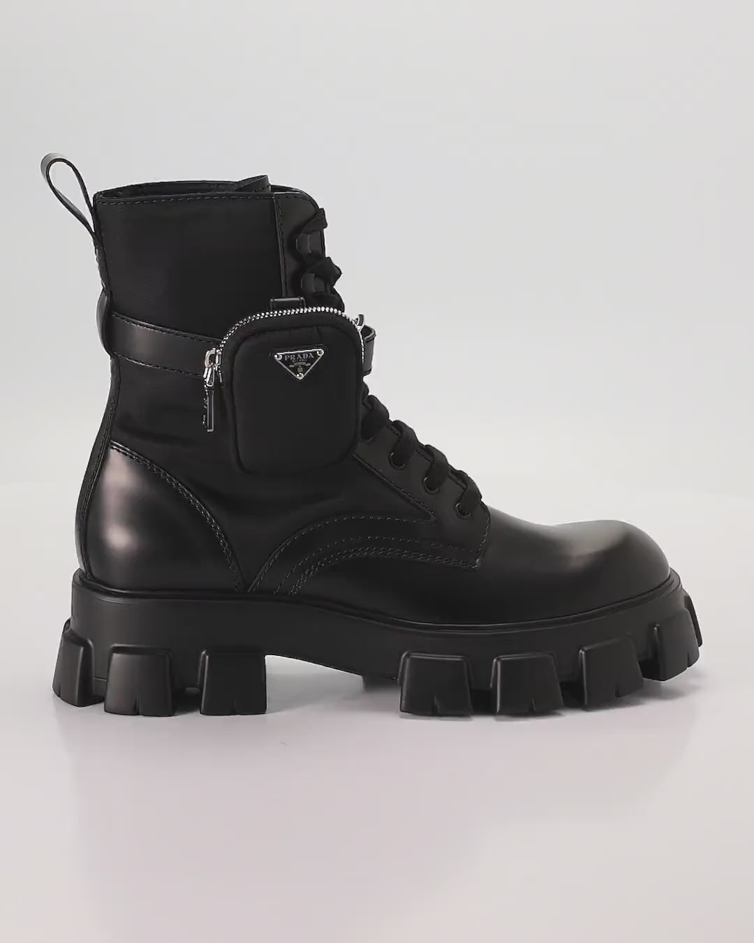 Men's Re-Nylon & Leather Zip Pocket Combat Boots